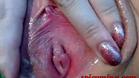 Pretty Teen Brunette Flashes Her Tight Pussy on Webcam Close-Up