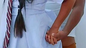 teen couple gets steamy with tight uniforms in hot homemade close-up action 😍