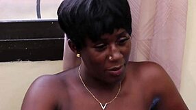 Ebony seamstress in workshop sucks big long cock during pants measurements