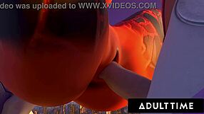 Double penetration action with big dick robots and femdoms