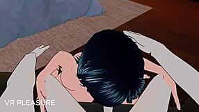 Wet pussy milf mom bends over for blowjob in VR porn