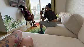 Beautiful women with great asses and big boobs audition to work behind the camera in a porn movie
