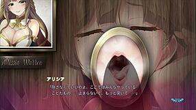 through the wall hole, big sister sucks me off in this hentai scene