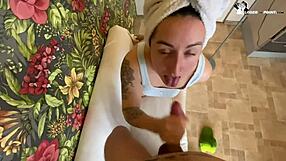 Horny Bitch with Big Tits Sucks in Pov