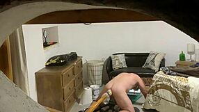 Amateur gay masturbates and gets caught by a peeping tom