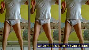 Hombre Gay Alejandro Mistral Dances in Wet White Underwear for Hot Solo