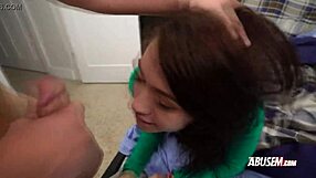 Petite 18+ Bound and Sucked by Dominant Hunk in Garage