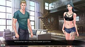 Muscular bodybuilder gets his large cock satisfied by his girlfriend in a cartoon video