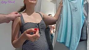 dang, fitting room sex with store consultant was wild, ended with cum swallow
