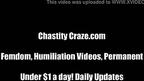 Femdom Unlocks Chastity Device With Toys And Bondage