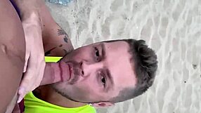 gay blowjob in public on the beach with outdoor exposure