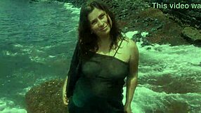 Look at my seductive stepmom flaunting on public beach!