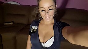 Blonde femdom gives jerk off instructions.