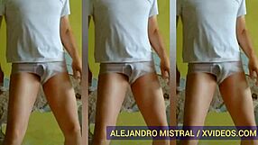 Hombre Gay Alejandro Mistral Dances in Wet White Underwear for Hot Solo