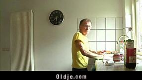 Spoiled young babe fucks the old kitchen aid. What a naughty girl!