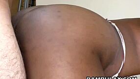 Ebony big ass babe loves white man dick and hot cum.