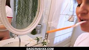 I watch the teen stepdaughter brushing her teeth before a pov encounter.