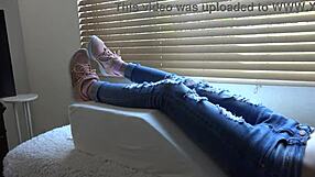 Kristy’s fresh sneakers spark wild close-up fetish foot play