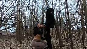 topless thick girl sucks cock in the park