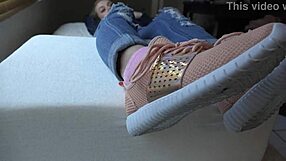 Kristy’s fresh sneakers spark wild close-up fetish foot play