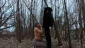 topless thick girl sucks cock in the park