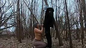 topless thick girl sucks cock in the park