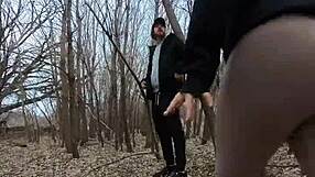 topless thick girl sucks cock in the park