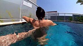 Married woman fucks unknown employee in pool?