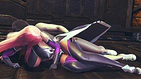 makai kishi from taimanin asagi 3 fucks tight pussy in spooning pose