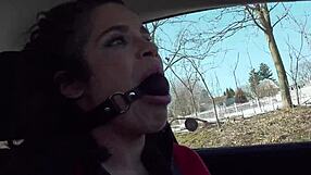 A brunette babe gets into some kinky road trip action
