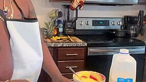 making banana pudding with bbw ebony friends at home