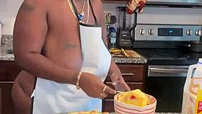 making banana pudding with bbw ebony friends at home