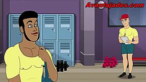 Cartoon Gay O Coroa Da Academia in Raw Intense Action.