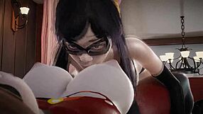 Double futa action with Violet Parr and Helen in 3D