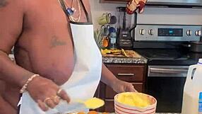 making banana pudding with bbw ebony friends at home