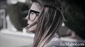 The Nerdy Brunette Teen Takes Double Penetration With Oral And Assfucking