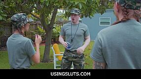Boot camp babes get drilled by their strict instructor