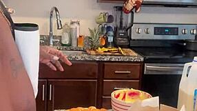 making banana pudding with bbw ebony friends at home