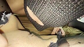 Close Cunnilingus in Torn Pantyhose Wet Pussy Nipple Licking Female Orgasm