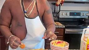 making banana pudding with bbw ebony friends at home