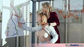 two blonde chicks pay bus fare with pussy and mouth