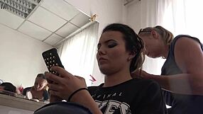 Wild cheerleader girls in tight pussy costumes party hard