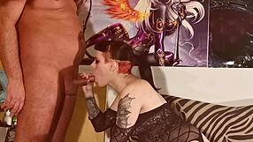 Skinny Goth Babe Delivers Sloppy Blowjob in HD Compilation