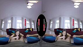 In my Latin VR, I lick her pussy and she rides me cowgirl while blowing.