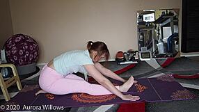 A yoga class with a beautiful European amateur