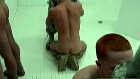 Gay muscle hazing and showering with sex acts