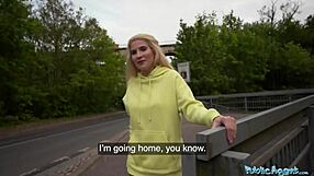 Stunning blonde gets a hard deep dicking outdoors