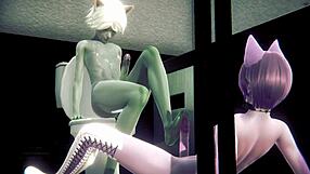 फरी याओई सिसी क्रॉसड्रेस लड़के पब्लिक टॉयलेट में ठोकते हैं, एनीमे कैट बॉय एक्शन!