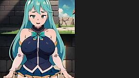 konosuba aqua gets standing sex creampie in this h game