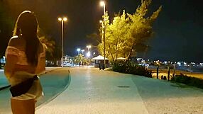 Amateur latina bent over for blowjob and sex on the beach.